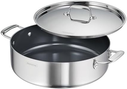 Tramontina Utsava Tri-Ply Clad Stainless Steel 6.5-Quart Casserole with Lid and Ceramic Non Stick Interior, Induction-Ready Large Braiser Pan