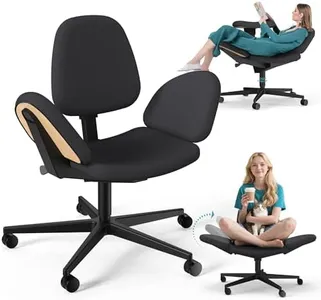 Comfortable Home Work Office Desk Chair Swivel with Wheel for Modern Accent Homework, Criss Cross Legged Kneeling ADHD Sitting Meditation, Multi-function 10+ Sitting Postion Comfy Chairs, Black Fabric