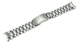 RECHERE Stainless Steel Bracelet Watch Band Strap Curved End Solid Links Color Silver (18mm)