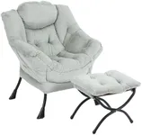 LITA Lazy Chair with Ottoman, Modern Accent Leisure Upholstered Sofa Chair, Contemporary Lounge Reading Chair with Armrests and a Side Pocket for Living Room, Bedroom & Small Space