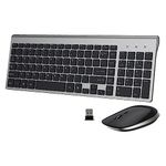 Wireless Keyboard and Mouse Combo, Protable USB 2.4G Wireless Keyboard Mouse Full-Size Slim Sleek Ergonomic Compact with Number Pad for PC Computer Desktop Laptop Mac - Black