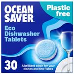 OceanSaver Eco-Friendly Dishwasher Tablets - Pack of 30 | Non-Toxic & Plastic-Free Dish Washing Tablets for Sustainable Cleaning | All in One Plant-Based Dishwasher Salt & Rinse Aid for Tough Stains