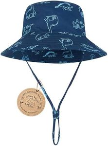 Baby Sun Hat UPF 50+ Sun Protective Toddler Bucket Hat Summer Kids Beach Hats Wide Brim Outdoor Play Hat for Boys Girls Navy Blue 0-6 Months