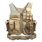 Goetland Tactical Vest Military Modular Vest Ultra-Light Outdoor Hunting Airsoft War Game 600D Polyester Paintball Training Vest for CS Combat Adjustable S-XXL, Mud