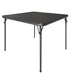 KAIHAOWIN Square Folding Table, Card Table for 4 People Dining Table Foldable Card Game Table Portable for Indoor Outdoor 33"x33"(85x85cm)-Black