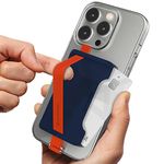 Sinjimoru Never Lose Your Cards Again! Silicone Card Holder with Loop, Finger Grip Strap for iPhone and Android Cell Phones ID Credit Card Wallet Sleeve for Phone Cases, Sinji Loop Wallet Navy 210