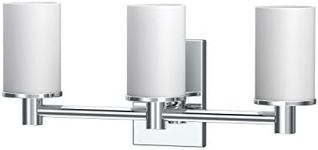 Gatco 1705 Modern Farmhouse Triple Sconce, Chrome/Wall Mounted 3-Light Frosted Glass Sconce / 19.63" W x 8.70" H Three Light Bathroom Vanity Fixture