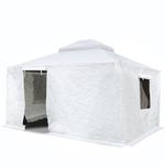 Domi Gazebo Accessories 12' x 12' Universal Winter Gazebo Cover for Hardtop Gazebos,Enclosed Cover with Sidewalls and Mesh Windows Waterproof (White)