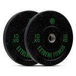 EXTREME FITNESS® Hi-Temp RUBBER BUMPER WEIGHT PLATES COLOURED GYM 2" (2 x 10kg)