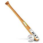 BodyRip Rounders Wooden Baseball Bat - Beginners, Lightweight, Composite Solid Wood, Slender Handle, Self-Defence Tool | 29" Bat with Rawlings 9" Softball