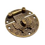 2 Pcs Decorative Bronze Hasp Latches Vintage Hook Lock Antique Right Latch Toggle Snap Closure Swing Lock Clasp with Screws for Furniture Wood Case Jewelry Box Craft Chest Small Size (Dia:1-1/2")