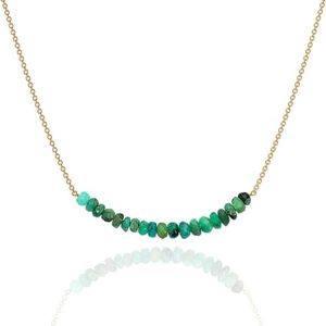 Emerald Necklace for Women, Premium Gold Beaded Bar Necklaces for Women - Tarnish Free 18K Gold Vermeil Certified S925 Classic Statement Necklace Gold Jewelry for Women - Mothers Day Gifts for Mom