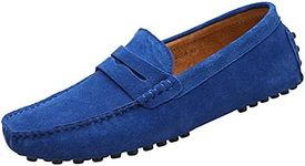 yldsgs Men's Penny Loafers Moccasin Suede Leather Slip On Casual Dress Driving Shoes, Sapphire-blue, 11