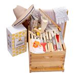 Honey Lake 8 Frame Bee Hive Starter Kit and Beekeeping Supplies, Beeswax Coated Bee Boxes and Frames Starter Kit with Beehive Tool Kit Includes Bee Smoker Beekeeper Hat