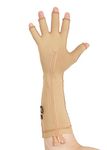 Medical Compression Hand Glove upto Mid-fore Arm || Open Fingers || MODERATE COMPRESSION || COTTON || UNISEX || BURN Recovery Support || Control Swelling || (Medium- Right Hand, Beige)