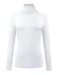 Urban CoCo Women's Turtleneck Slim Fitted Long Sleeve Sweatshirt Active Base Layer Tops Shirts (S, White)