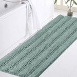 Turquoize Bathroom Runner Extra Long Bathroom Rug Blue Chenille Bath Rug Non Slip Shaggy Bath Mat Shag Shower Mat, Soft and Cozy, Super Absorbent Water, Washable Rug, 47 x 17 inches, Duckeggshell Blue