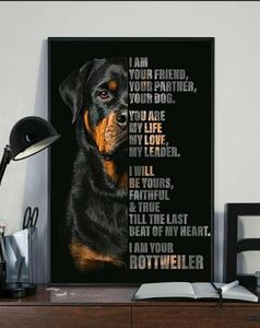 I Am Your Friend Your Partner Your Dog I Am Your Rottweiler Dog Poster Metal Tin Sign Wall Decor For Garage Man Cave Bar Kitchen Metal Tin Sign 12x16 Inch