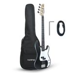 Kadence PBBK Tennessee 46.5” Electric Bass Guitar (P-Style) | Solid Poplar Wood Body, Maple Neck | Split-Coil Pickup | Fixed Bridge | Gig Bag + Cable | Matte Black