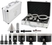 Diamond Core Drill Bit Set - FOCSTOL 11pcs (6/6/19/35/51/76/102mm+20mm Finger Milling Bit+50mm Beveling Chamfer Bit+Hex+SDS) Diamond Hole Saw Kit for Porcelain Ceramic Tile Marble Granite