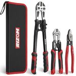 RIZOM 3-Piece Bolt Cutter Pliers Set, 14" Heavy Duty Bolt Cutter, 8" Mini Bolt Cutter, 8" Wire Cable Cutter with Carrying Bag, Cr-V Blade for Cutting Locks, Steel Wire, Barbed Wire, Chains