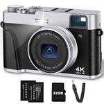 4K Digital Camera with Viewfinder & Flash, Autofocus 48MP Cameras for Photography Vlogging Camera for Adults Teens Compact Travel Camera with Classic Dial, Time Lapse, Selfie, 16X Zoom, 32GB SD Card