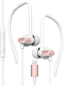 Lightning Headphones ADPROTECH iPhone Earbuds with Ear-Hook Sports Earphones for iPhone 13 12 11 Pro Max iPhone X XS Max XR MFi Certified with Mic, Rose Gold