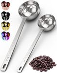 Orblue Premium Coffee Scoop Set - 1 Tbsp (15ml) & 2 Tbsp (30ml) Measuring Tablespoon - Stainless Steel Coffee Measuring Spoon and Scooper with Long Handles (Silver)