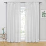 Hiasan White Voile Curtains for Living Room Net Curtains for Window Sheer Curtains for Bedroom With Tiebacks 55 X 79 Inch drop 2 Panels Rod Pocket Top