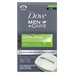 Dove Men + Care Extra Fresh Hand & Body, Face & Shave Bar Soap for refreshed skin with ¼ moisturizing cream 106 g pack of 6