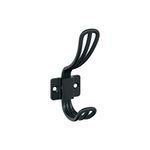 Amerock H37006MB | Vinland Double Prong Decorative Wall Hook | Matte Black Hook for Coats, Hats, Backpacks, Bags | Hooks for Bathroom, Bedroom, Closet, Entryway, Laundry Room, Office