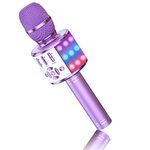 BONAOK Karaoke Children's Microphone, Karaoke Bluetooth Singing Microphone, 4-in-1 Wireless Effect Microphone, Music Karaoke Sing Machine for Home Party, Compatible with iPhone/Android (Light Purple)