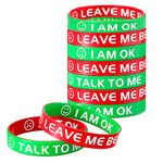 Suilung 6 Pieces kids Green Mood Wristband Red Mood Silicone Rubber Bracelets Emotion Boys Bracelet Children Colored Wristbands Funny Silicone Bracelet for Men Women Teens Education Party Supplies