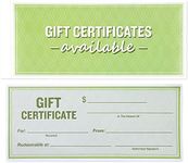 Best Paper Greetings 50-Sheet Gift Certificate Book for Small Businesses, Corporate Events, Personal Gift Giving, 8.5 x 3.5 Inches