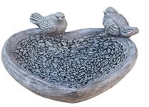 stoneandstyle XL Bird Bath with 2 Birds Solid Cast Stone Frost-Proof Winter-Proof 13 x 34 x 34 cm