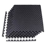 BalanceFrom 1" EXTRA Thick Puzzle Exercise Mat with EVA Foam Interlocking Tiles for MMA, Exercise, Gymnastics and Home Gym Protective Flooring (Black), 24 Square Feet