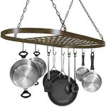 Sorbus® Pot and Pan Rack for Ceiling with Hooks — Decorative Oval Mounted Storage Rack — Multi-Purpose Organizer for Home, Restaurant, Kitchen Cookware, Utensils, Books, Household (Rustic)