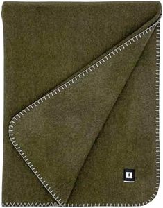 EKTOS 100% Virgin Wool Blankets, 90" x 78", Survival Kits, Camp Equipment, Car Camping (Olive Green, Full Size)