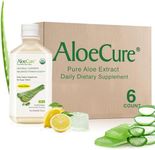 AloeCure USDA Organic Aloe Vera Juice Lemon Flavor - Made Within 12 Hours of Harvest - Natural Digestive Supplement for Balanced Stomach Acidity - Support Digestive and Immune Health, 6 Btls x 16.7oz