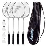 Franklin Sports Badminton Racket and Shuttlecock Set - Includes (4) Rackets, (4) Shuttlecocks with Carry Bag