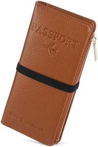 IFSNOW Passport Holder Wallet for Travel, RFID Blocking Travel Wallet Organizer with Pen Holder Phone Pocket, PU Leather Passport Book Cover Case Travel Accessories Essentials for Women Men, Brown