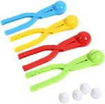 Snowball Maker Clips, 4 Pcs Snowball Maker Toys Plastic Sand Moulds Snow Long Handle Clip Kids Outdoor Toys Snow Ball Toy Beach Tools for Boys Girls (Random Color)