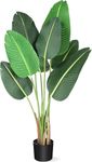 GarveeHome 48 inchs Artificial Tree Bird of Paradise Artificial Plant with 8 Trunks Fake Tree - 4 Feet Faux Plants Fake Banana Tree Plant with Pot Artificial Trees for Home Decor Indoor Outdoor