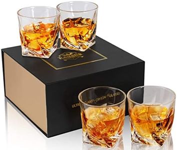 KANARS Vasos de Whisky, Copas de Whiskey Cristal para Bourbon, Scotch, Martini, Coñac, 300 ml, 4 Piezas, Caja de Regalo de Lujo