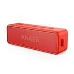 Anker SoundCore 2 Portable Bluetooth Speaker with Better Bass, 24-Hour Playtime, 66ft Bluetooth Range, IPX5 Water Resistance & Built-in Mic, Dual-Driver Wireless Speaker (Red)