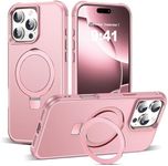 SKYLMW Compatible with iPhone 16 Pro Max Case with Invisible Magnetic O-Ring Stand Military-Grade Case for iPhone 16 ProMax 6.9" [Compatible with Mag-Safe][Great Grip Feeling], Rose Gold