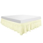 PiccoCasa Polyester Bed Skirt Solid, Elastic Dust Ruffles Bedskirts Durable, Wrap Around Three Fabric Sides with 16 Inch Drop Cream Super King