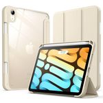 JETech Case for iPad Mini 6 (8.3-Inch 2021 Model) with Pencil Holder, Clear Transparent Back Shell Slim Stand Shockproof Tablet Cover, Auto Wake/Sleep (Starlight)