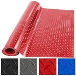 THABATAD 5 x 7.5 FT Heavy Duty Garage Floor Mat, 2.5 mm Thickness Garage Car Mat for Garage Floor, Golf Cart Parking, Water/Stain Resistant Floor Runner (Embossed Diamond Plate), Red