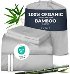 100% Organic Viscose Derived from Bamboo Queen Sheet Set - The Only Sheets with 100% Pure Viscose & No Blend - Luxuriously Soft, Breathable & Naturally Cooling - Ideal for Sensitive Skin - Light Grey